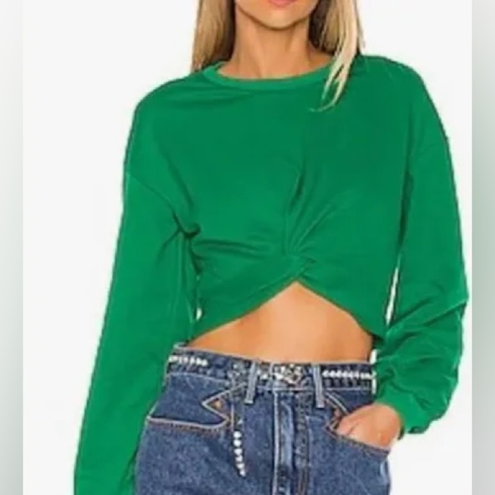 Lovers + Friends Emerald Green Long Sleeve Twist Front Crop Top